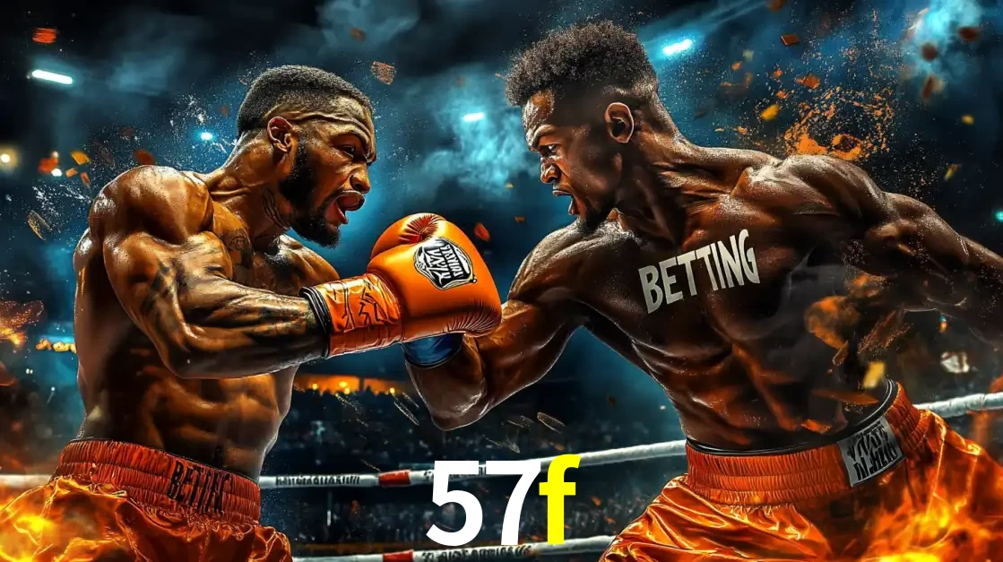 Dois boxeadores em uma luta intensa e explosiva, representando a adrenalina e as oportunidades de apostas em esportes de combate disponíveis na plataforma 57f.