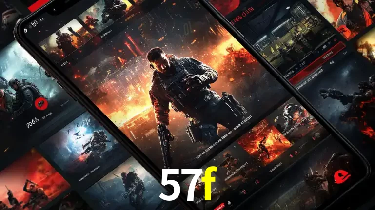 Tela de um celular exibindo uma galeria de jogos de tiro com temática militar, mostrando a variedade de e-sports disponíveis para apostas na plataforma de entretenimento 57f.
