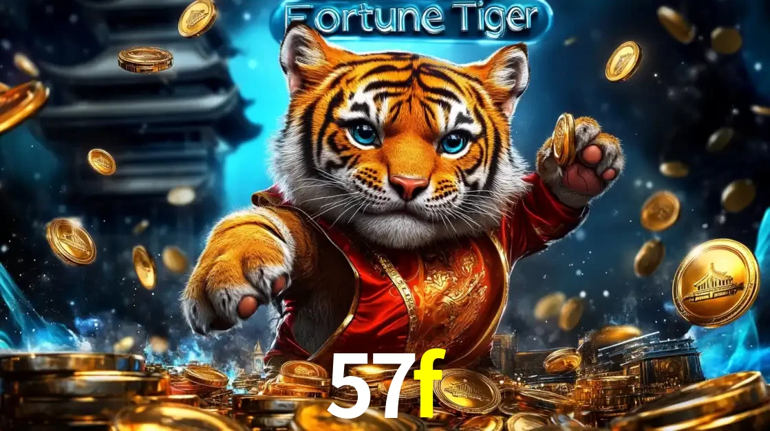 Imagem promocional do jogo de slot Fortune Tiger, com um tigre majestoso em traje tradicional cercado por uma fortuna em moedas de ouro, disponível agora no cassino 57f.